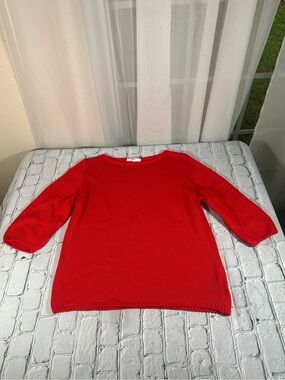 Leggiadro Knit Cotton Red 3/4 Sleeve Sweater womens size Medium